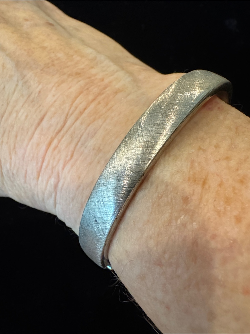 Creed Sterling Silver Mid-Century Textured Hinged Cuff Bracelet